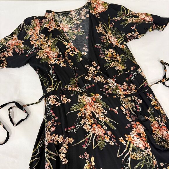 Coco + Carmen Boho Black Floral High-Low Wrap Maxi Dress (S/M) Cottagecore - Picture 9 of 12
